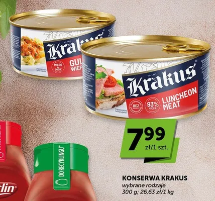 Konserwa Krakus Gulasz Wieprzowy promocja w Groszek