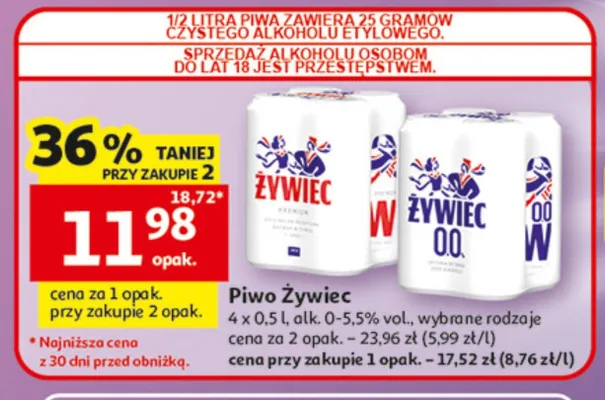 Piwo Żywiec Premium 4-pak 500ml promocja w Auchan