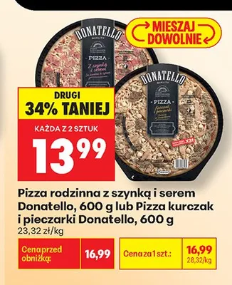 Pizza rodzinna z szynką i serem Donatello promocja w Biedronka