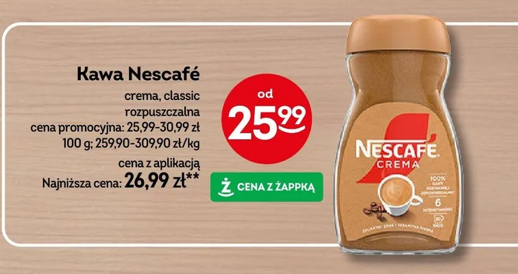 Kawa crema, classic rozpuszczalna promocja w Żabka