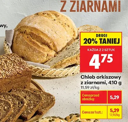 Chleb orkiszowy z ziarnami promocja w Biedronka