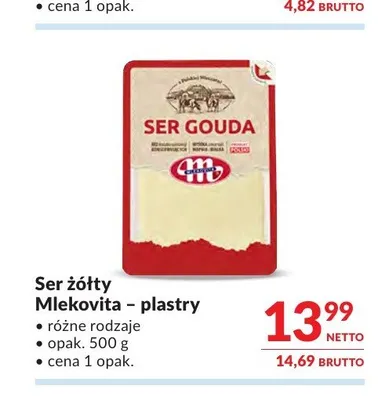 Ser żółty Mlekovita plastry promocja w Makro