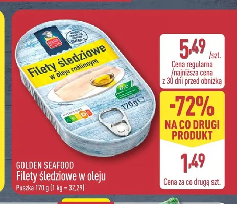 Filety śledziowe w oleju Golden Seafood promocja w Aldi