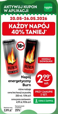 Napój energetyczny Burn Zero Cukru promocja w Żabka