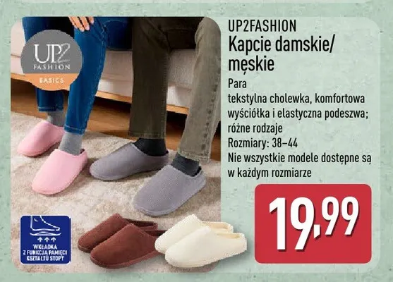 Kapcie damskie/męskie, różne rodzaje Up2fashion promocja w Aldi