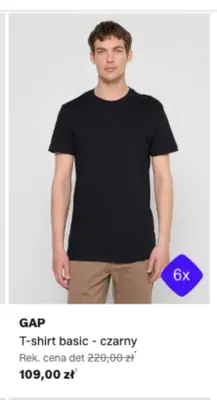 T-shirt basic GAP 6-pak czarny promocja w Lounge by Zalando
