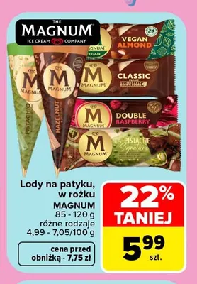 Lody w rożku Magnum promocja w Carrefour