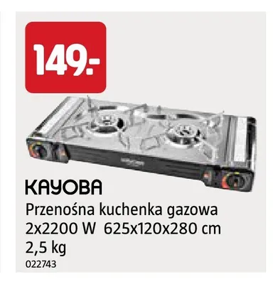 Przenośna kuchenka gazowa Kayoba 2x2200W promocja w Jula
