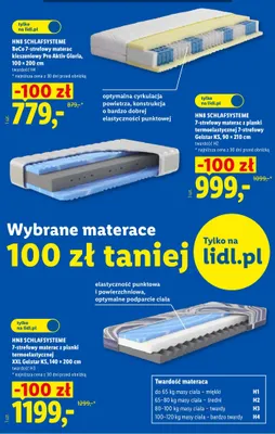 7-strefowy materac z pianki termoelastycznej 7-strefowy Gelstar KS 90x210 cm twardość H2 HN8 Schlafsysteme promocja w Lidl