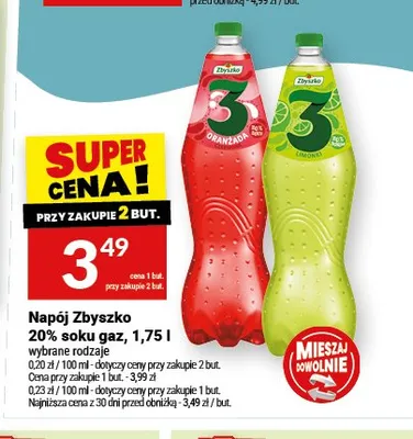 Napój Zbyszko 3 Oranżada promocja w Twój Market