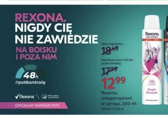 Antyperspirant w sprayu Rexona promocja w Rossmann