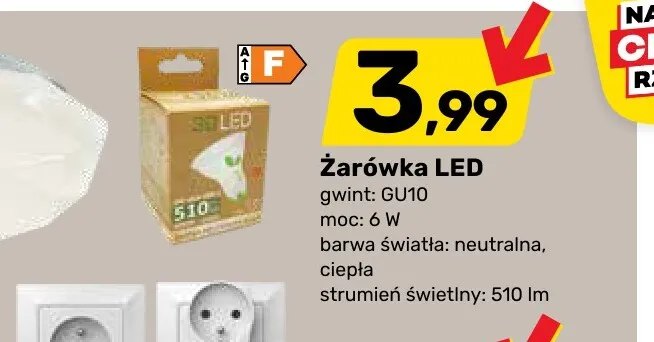 Żarówka LED Eco LED GU10 6W 510lm barwa neutralna promocja w Bricomarche