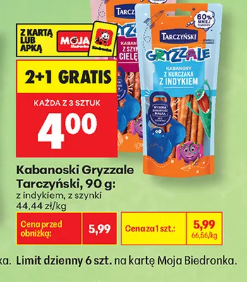 Kabanoski Gryzzale z szynki Tarczyński promocja w Biedronka
