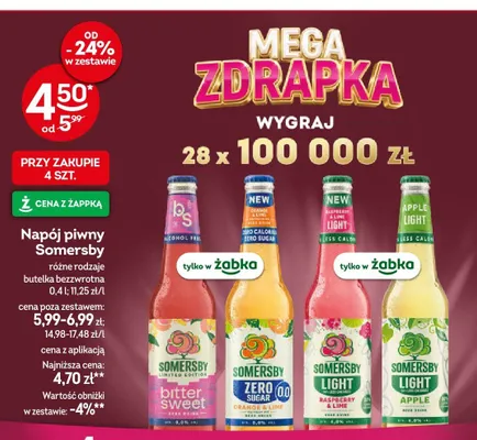Napój piwny Somersby Light Apple promocja w Żabka