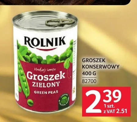 Groszek konserwowy zielony Rolnik promocja w Selgros