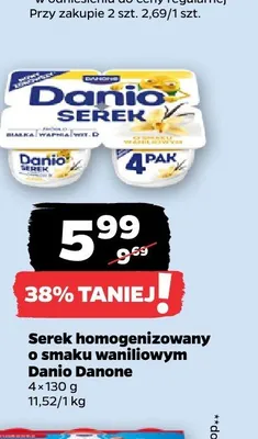 Serek homogenizowany o smaku waniliowym Danio promocja w Netto