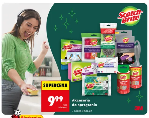 Podkładka do czyszczenia płyt kuchennych Scotch-Brite Glass Cooktop Pad promocja w Biedronka