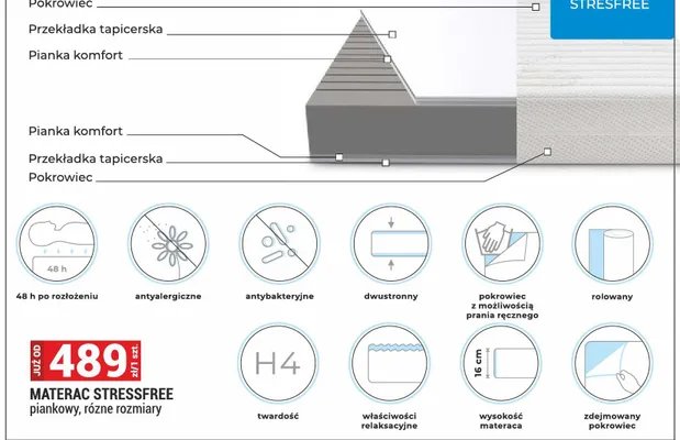 Materac Stressfree promocja w Merkury Market