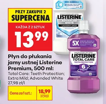 Płyn do płukania jamy ustnej Listerine Premium promocja w Biedronka