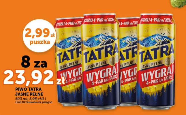 Piwo Tatra Jasne Pełne promocja w Groszek