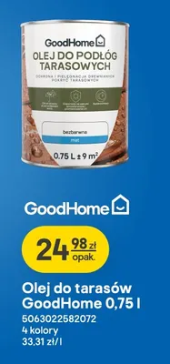 Olej do tarasów GoodHome 0,75 l promocja w Castorama