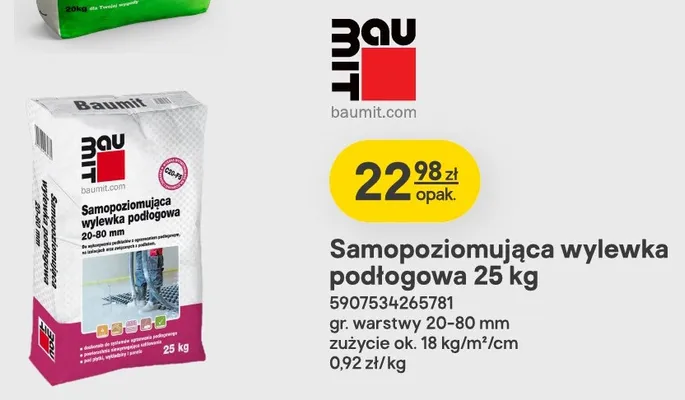 Samopoziomująca wylewka podłogowa Baumit promocja w Castorama