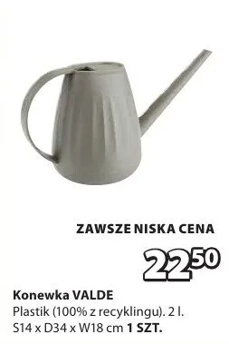 Konewka plastik (100% z recyklingu), 2 l. S14 x D34 x W18 cm promocja w Jysk