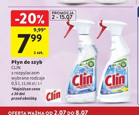 Płyn do szyb Clin All in 1 promocja w Intermarche
