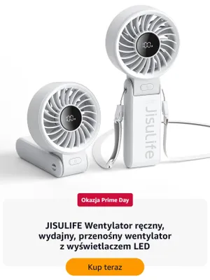 Wentylator ręczny JISULIFE z wyświetlaczem LED promocja w Amazon