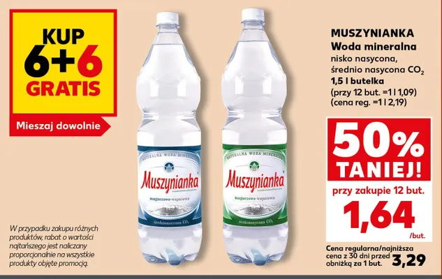 Woda mineralna gazowana Muszynianka średnio nasycona CO2 promocja w Kaufland