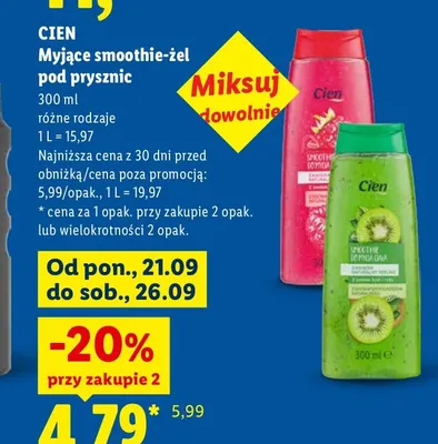 Myjące smoothie-żel pod prysznic Cien promocja w Lidl