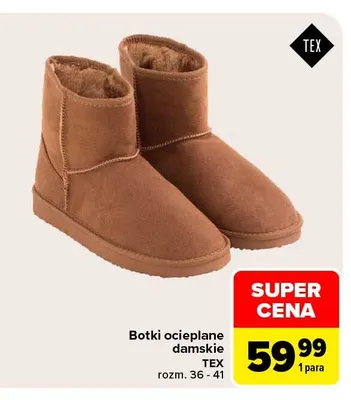 Botki ocieplane damskie Tex promocja w Carrefour