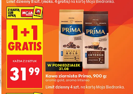 Kawa ziarnista Prima Aroma Intenso promocja w Biedronka