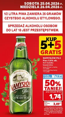 Piwo Namysłów Pils jasne 5,8% butelka bezzwrotna promocja w Kaufland