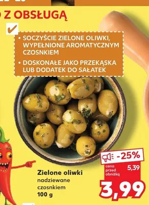 Zielone oliwki nadziewane czosnkiem promocja w Kaufland