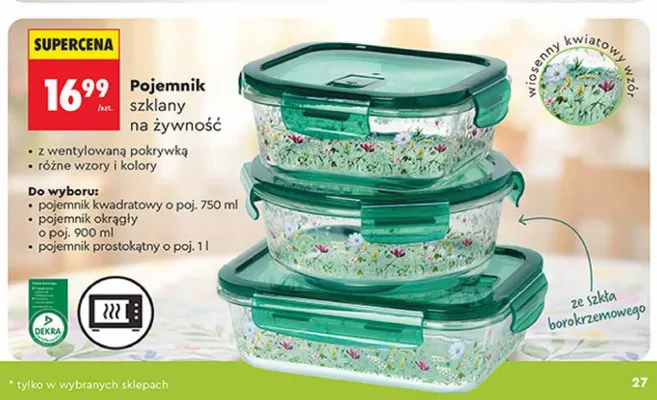 Pojemnik szklany na żywność promocja w Biedronka