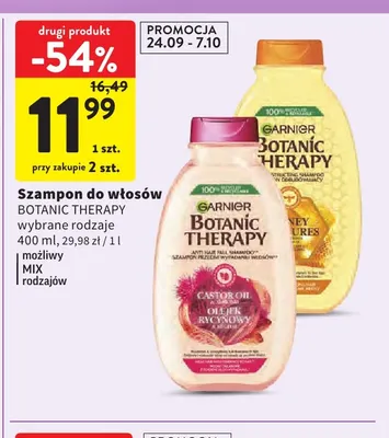 Szampon do włosów Botanic Therapy Garnier promocja w Intermarche