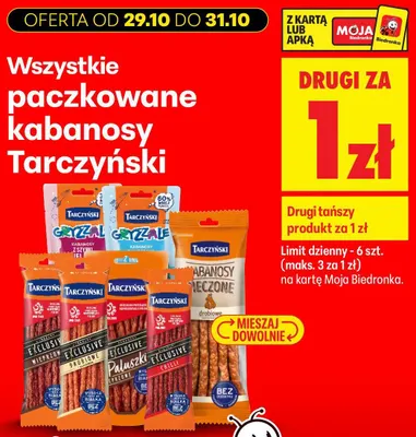 Paczkowane kabanosy Tarczyński promocja w Biedronka