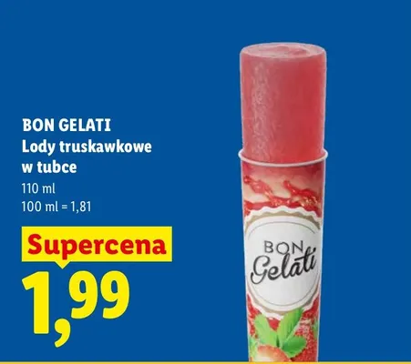 Lody truskawkowe w tubce promocja w Lidl
