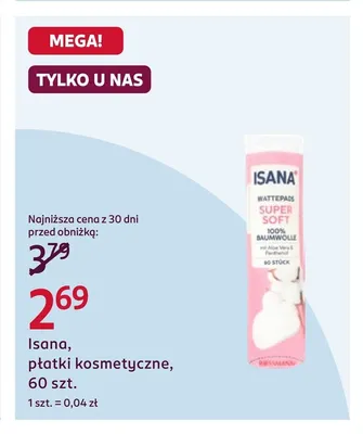 Płatki kosmetyczne Isana promocja w Rossmann