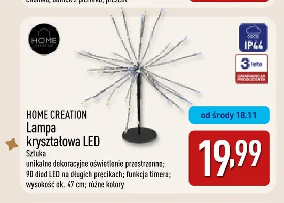 Lampa kryształowa LED Home Creation promocja w Aldi