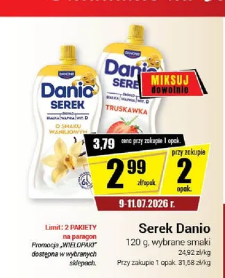 Serek homogenizowany Danio truskawkowy promocja w Premium Nasz Sklep