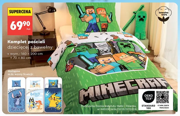 Komplet pościeli dziecięcej z bawełny 160x200cm+70x80cm promocja w Biedronka