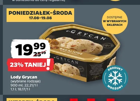 Lody bakaliowe Grycan promocja w Netto
