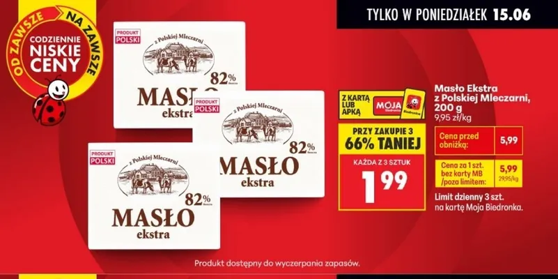 Masło Ekstra z Polskiej Mleczarni promocja w Biedronka