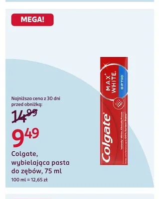 Wybielająca pasta do zębów Colgate Max White Optic promocja w Rossmann
