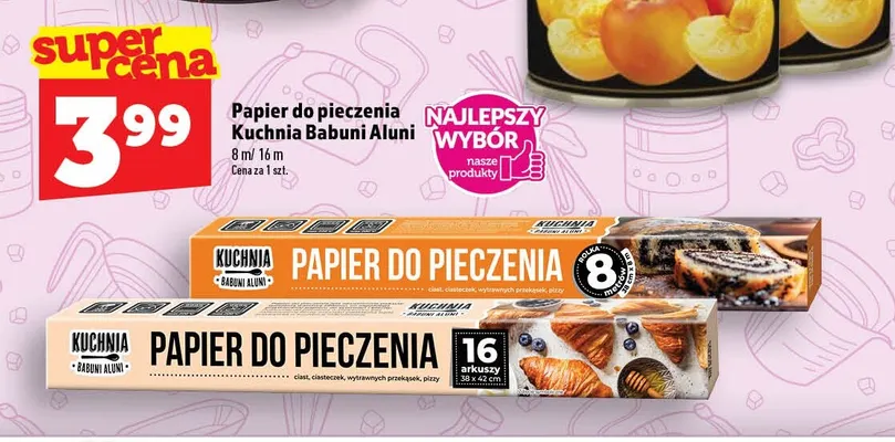 Papier do pieczenia 16 arkuszy Kuchnia Babuni Aluni promocja w TOPAZ