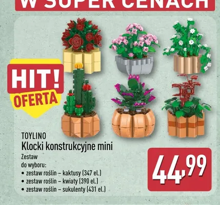 Klocki konstrukcyjne mini TOYLINO zestaw roślin kwiaty promocja w Aldi