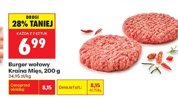 Burger wołowy Kraina Mięs promocja w Biedronka
