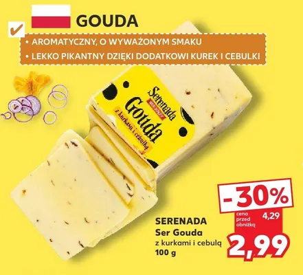 Ser Gouda z kurkami i cebulą promocja w Kaufland
